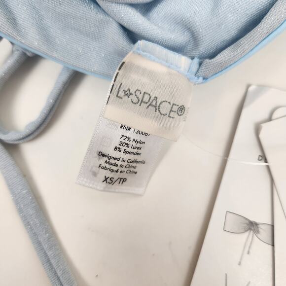 L*Space Shimmer Dawn Bikini Top in Sky Blue Convertible Size XS NWT - Picture 8 of 9